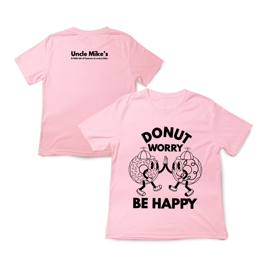 Donut Worry Be Happy Toddler T-Shirt (Pink)